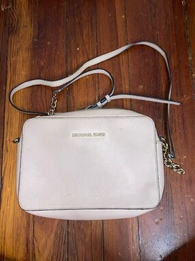 Michael Kors Light Pink Leather Crossbody Bag with Gold Hardware